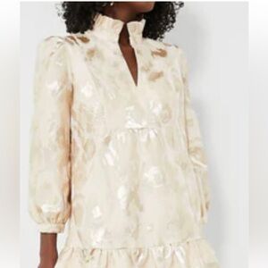 Tuckernuck Blush and Gold Metallic Palmerston Mini Dress